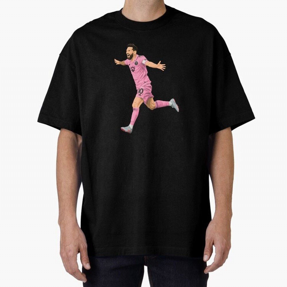 Lionel Messi celebration Oversized T-Shirt Bring Match Day Fire to FIFA World Cup 2026 Spirit, Connected to England, Messi and Cristiano Ronaldo, Game Day Rituals, Football Legends, Country Pride and the Road to the Final; Made for Die Hard