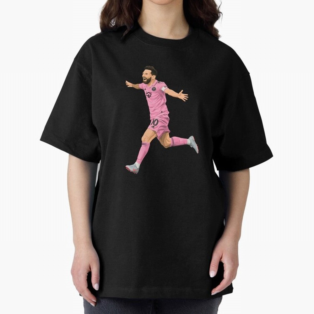 Lionel Messi celebration Oversized T-Shirt Bring Match Day Fire to FIFA World Cup 2026 Spirit, Connected to England, Messi and Cristiano Ronaldo, Game Day Rituals, Football Legends, Country Pride and the Road to the Final; Made for Die Hard