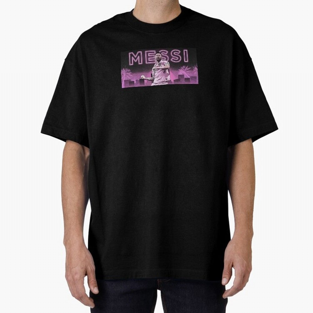 Miami Messi Oversized T-Shirt Bring Retro Soccer Energy to Global Football Passion for FIFA World Cup 2026 Group Stage, Driven by Messi and Cristiano Ronaldo, Argentina, France and Brazil, Goal Celebration Energy, Supporter Heritage, Football Icons