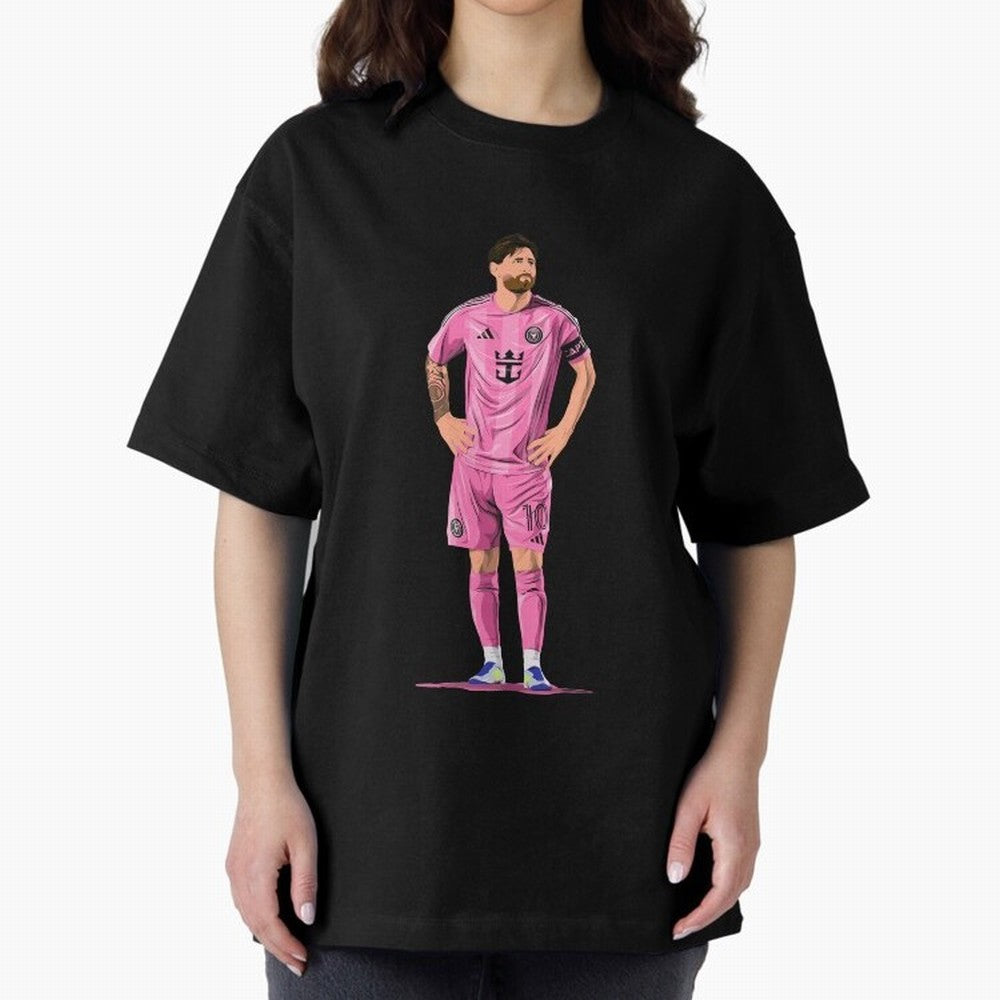 Lionel Messi Vector Oversized T-Shirt Join the Countdown to Global Football Passion for FIFA World Cup 2026 Group Stage, with Messi and Cristiano Ronaldo, England, Stadium Chants, National Pride, Trophy Dreams and Unforgettable Football Memories;