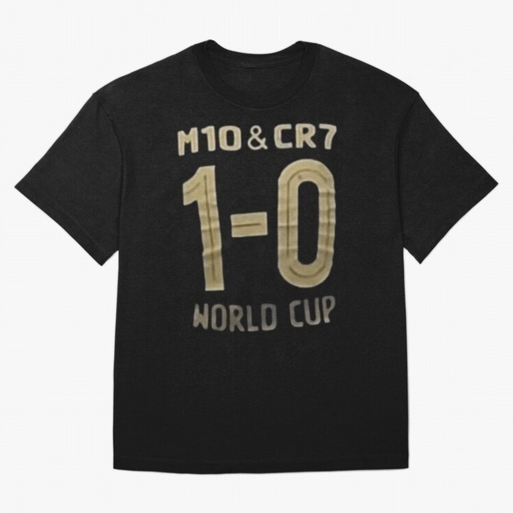 M10 And Cr7 1-0 World Cup Football Classic T-Shirt Bring Champion Energy into FIFA World Cup 2026 for Fans of Cristiano Ronaldo and Portugal, Bringing Retro Football Energy, Iconic Rivalries, Trophy Chase Drama and Stadium Atmosphere; Ideal for