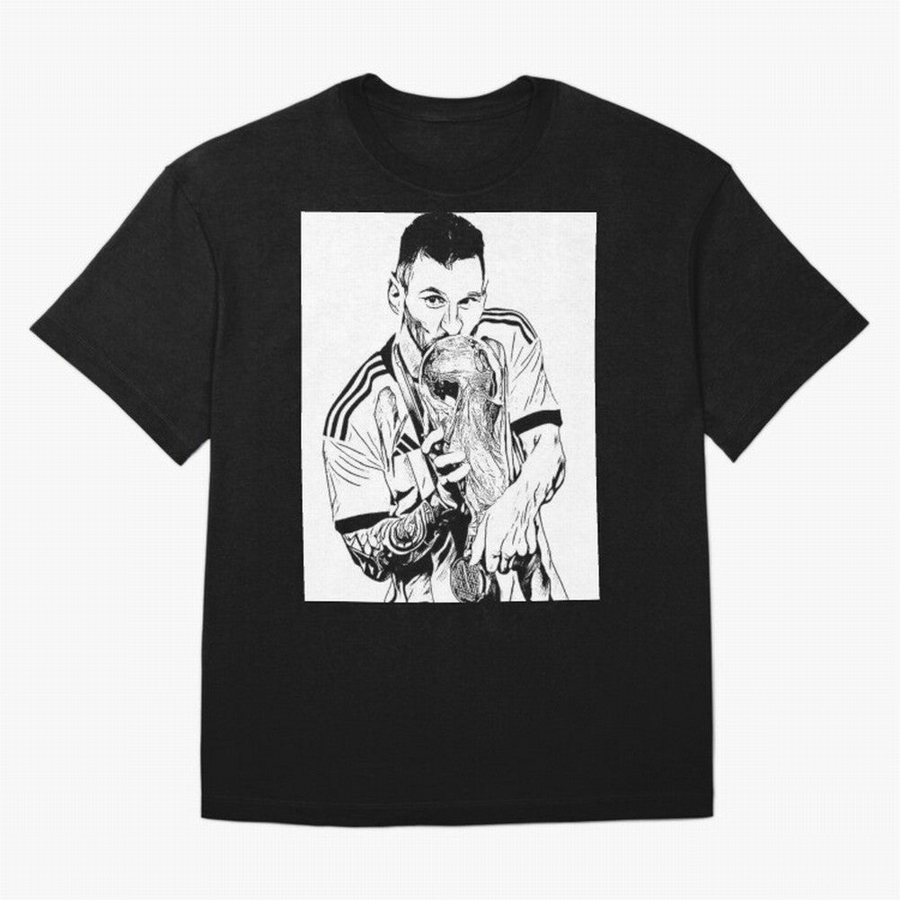 Lionel Messi white and black art Oversized T-Shirt Celebrate Fan Favorites in FIFA World Cup 2026 for Fans of CR7 and Messi and Germany, Bringing Goal Celebration Energy, Supporter Heritage, Football Icons and Worldwide Tournament Joy; Perfect for