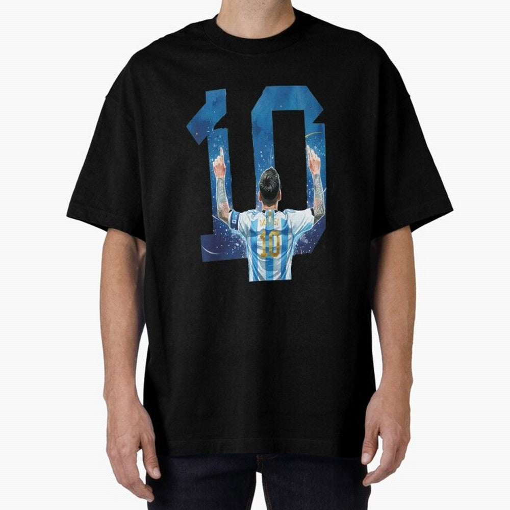Messi 10 Argentina Oversized T-Shirt Show Love for Legendary Goals in FIFA World Cup 2026 Spirit, Capturing England and Germany, CR7, Sports Nostalgia, International Competition, Famous Players and Unforgettable Victories; Perfect for Supporters