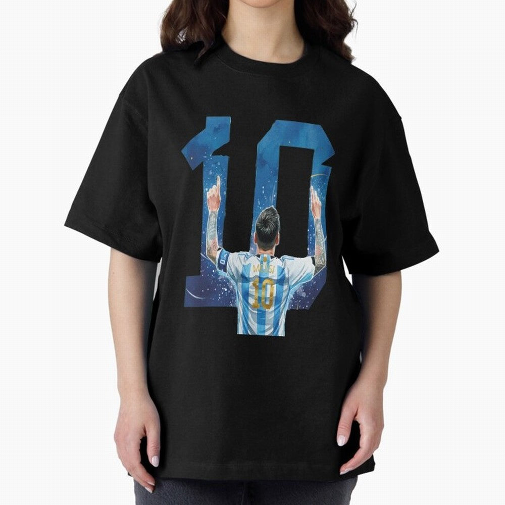 Messi 10 Argentina Oversized T-Shirt Show Love for Legendary Goals in FIFA World Cup 2026 Spirit, Capturing England and Germany, CR7, Sports Nostalgia, International Competition, Famous Players and Unforgettable Victories; Perfect for Supporters