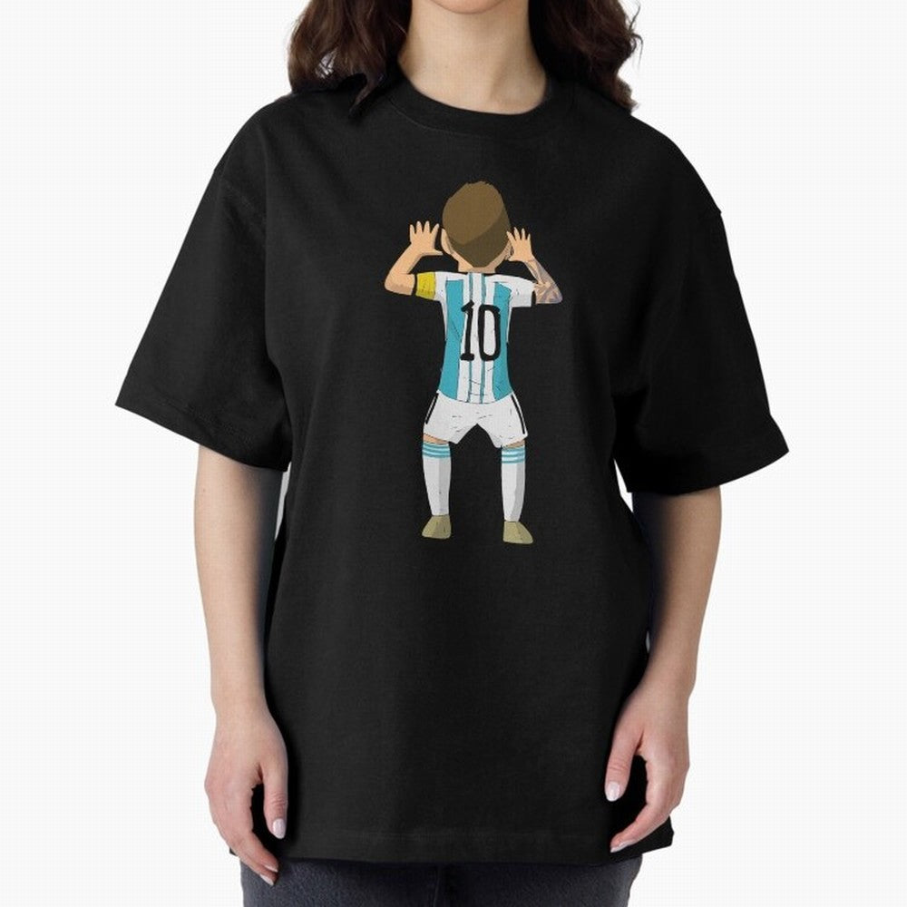 Cartoon Illustration Messi vs Netherlands World Cup Qatar 2022 Oversized T-Shirt Cheer through Every Moment of FIFA World Cup 2026 USA Canada Mexico for Fans of Neymar and Argentina, Bringing Match Day Excitement, Supporter Culture, Golden Goals