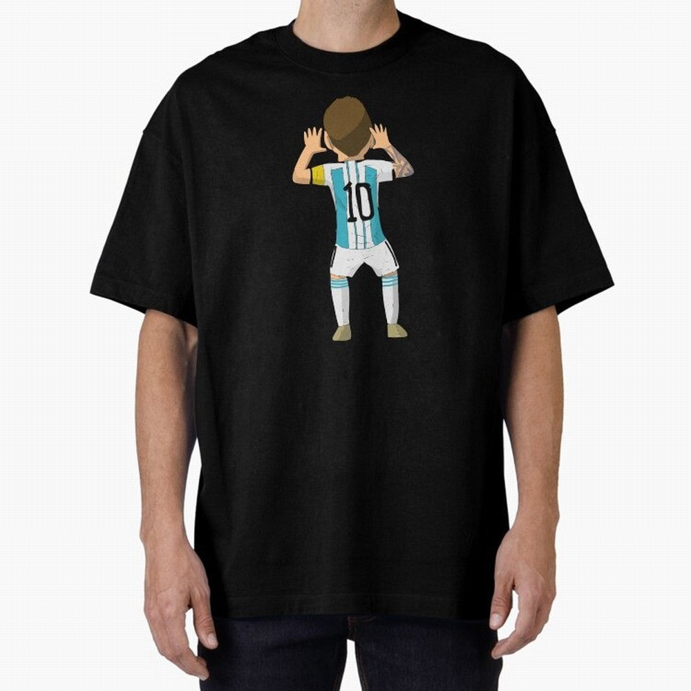 Cartoon Illustration Messi vs Netherlands World Cup Qatar 2022 Oversized T-Shirt Cheer through Every Moment of FIFA World Cup 2026 USA Canada Mexico for Fans of Neymar and Argentina, Bringing Match Day Excitement, Supporter Culture, Golden Goals