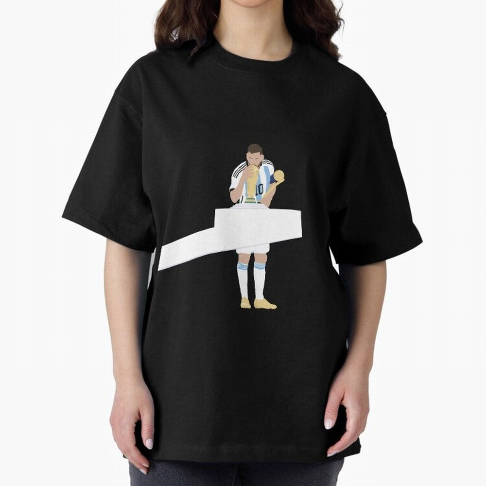 Messi minimalist design Oversized T-Shirt Feel the Trophy Chase of FIFA World Cup 2026 USA Canada Mexico Inspired by CR7, Germany Energy, Retro Football Energy, Iconic Rivalries, Trophy Chase Drama and Stadium Atmosphere; Made for Collectors Who