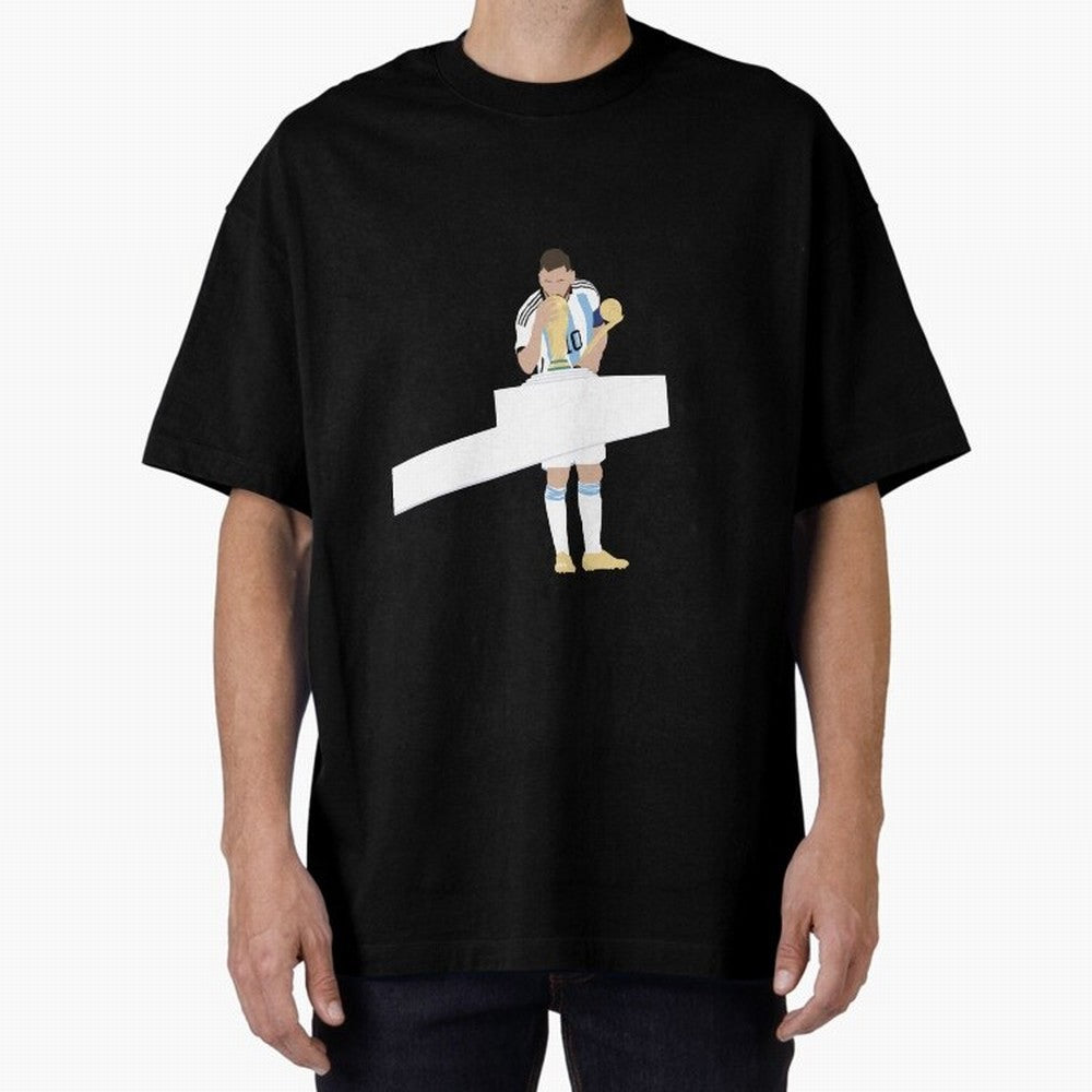 Messi minimalist design Oversized T-Shirt Feel the Trophy Chase of FIFA World Cup 2026 USA Canada Mexico Inspired by CR7, Germany Energy, Retro Football Energy, Iconic Rivalries, Trophy Chase Drama and Stadium Atmosphere; Made for Collectors Who