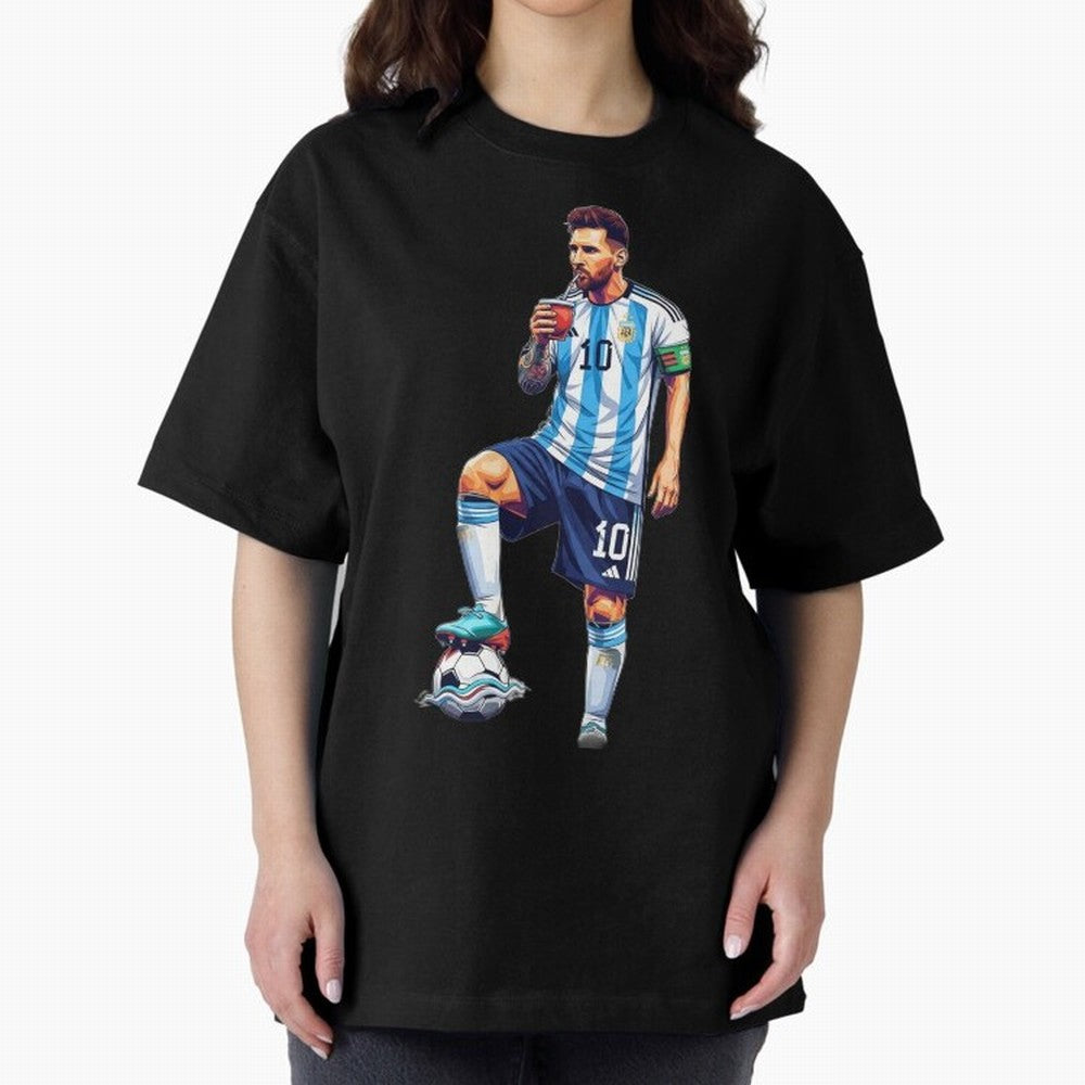 Messi in an illustrated style drinking mate ¨C The Goat Phone Case design Classic T-Shirt Experience the Global Stage of Match Day Hype around FIFA World Cup 2026 Group Stage, Messi and Cristiano Ronaldo, Portugal, Spain and Germany, Fan Favorite