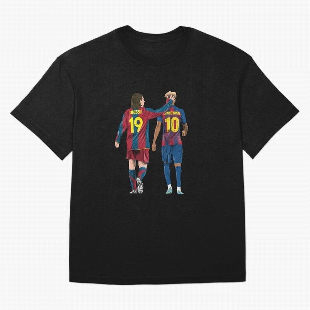Lionel Messi and Friend Oversized T-Shirt Live for the Drama of Global Football Passion for FIFA World Cup 2026, Highlighting Neymar, Argentina and Brazil, Championship Spirit, Famous Goals, Roaring Crowds and International Football Unity; Created