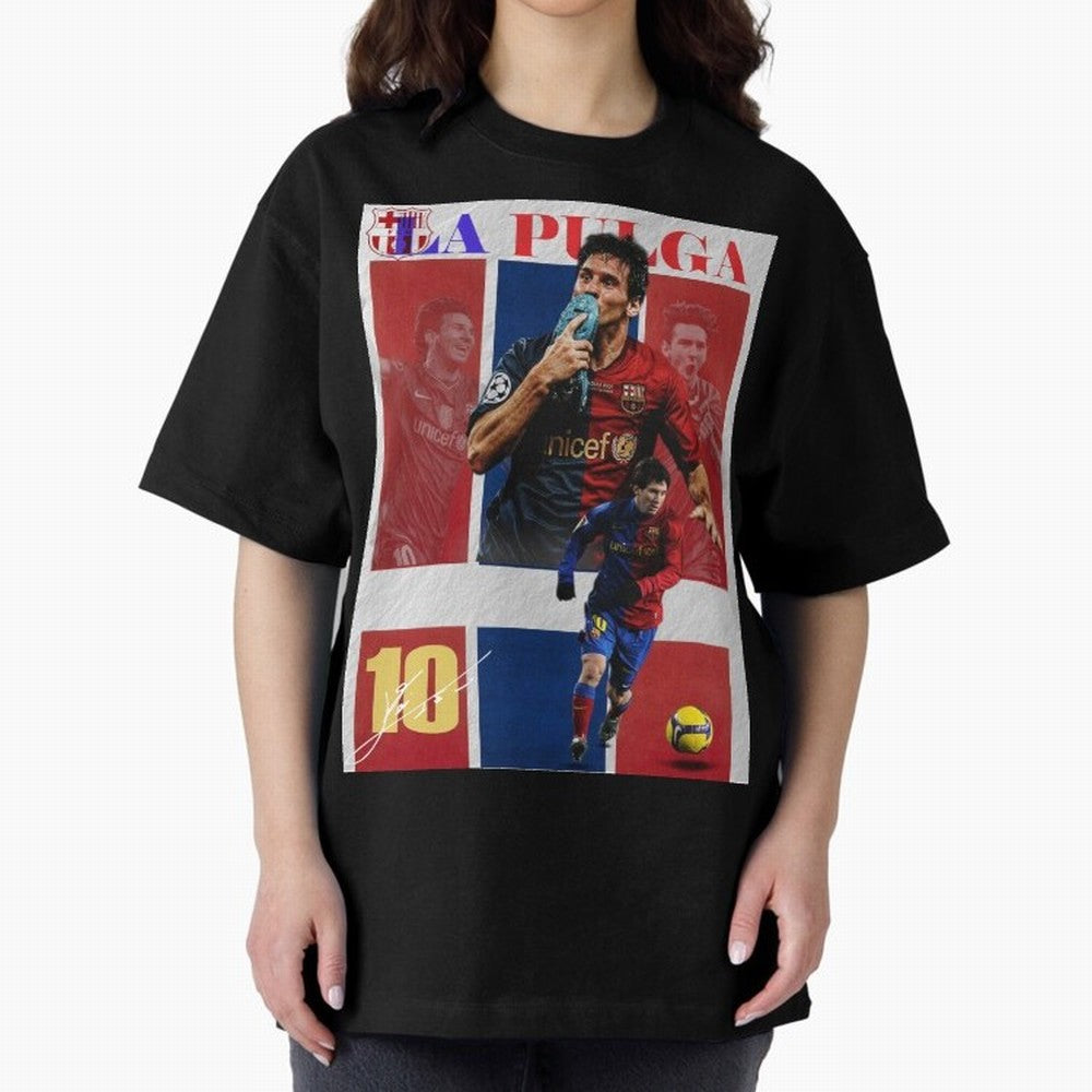 Lionel Messi 2009 UCL Barcelona Poster Oversized T-Shirt Share the Excitement of FIFA World Cup 2026 Spirit, Featuring England, France and Netherlands, Messi, Soccer Culture, Superstar Moments, National Team Dreams and Competitive Fire; Perfect for