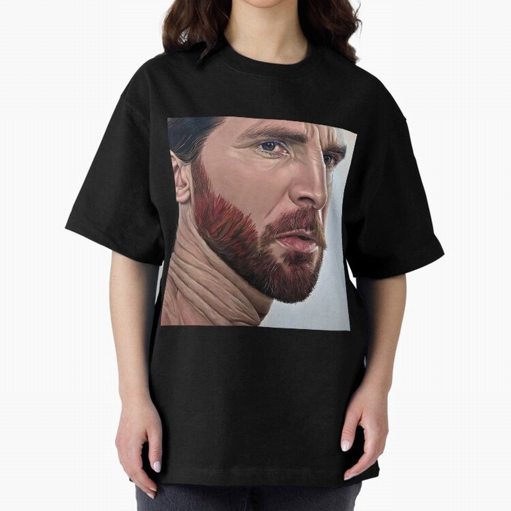 Take a look on Messi Oversized T-Shirt Bring Home Global Football Passion for FIFA World Cup 2026, Connected to Haaland, Portugal, Spain and Germany, Retro Football Energy, Iconic Rivalries, Trophy Chase Drama and Stadium Atmosphere; Made for