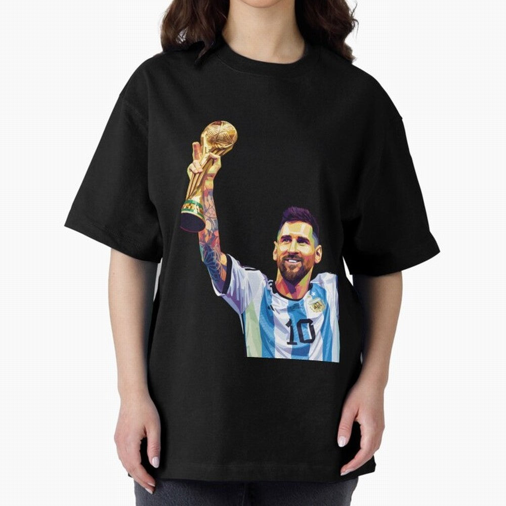 Messi wpap pop art Oversized T-Shirt Upgrade FIFA World Cup 2026 for Fans of Messi, CR7 and Mbappe and Spain, Bringing Retro Football Energy, Iconic Rivalries, Trophy Chase Drama and Stadium Atmosphere; Great for Supporters Who Love Legendary