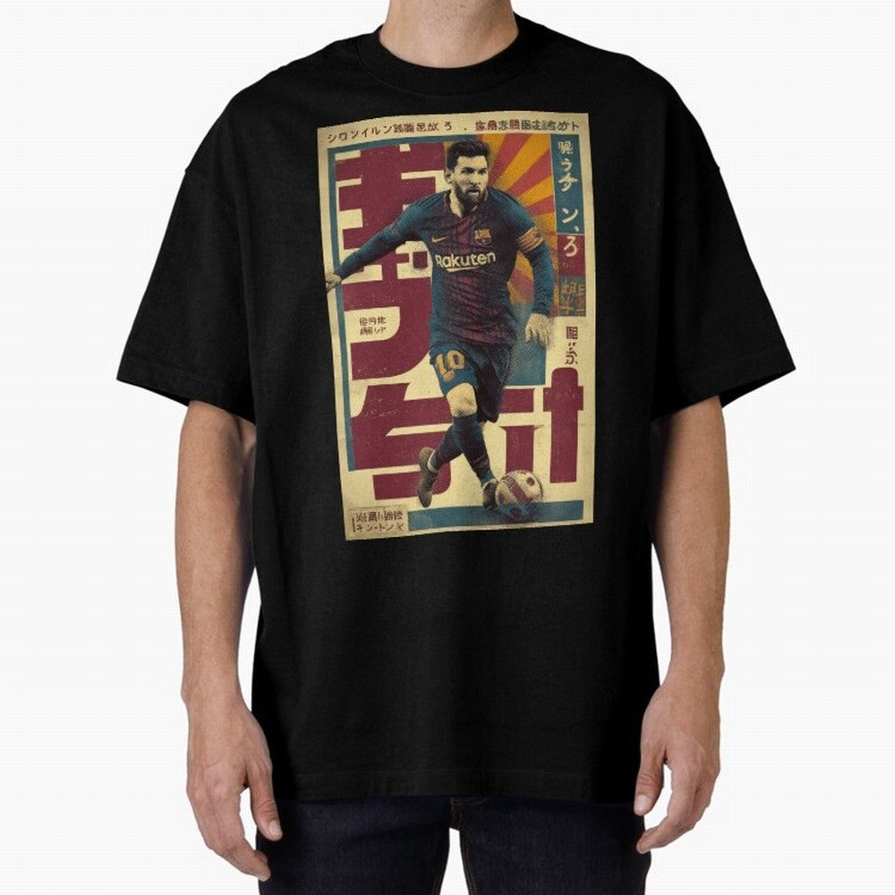 Retro 70's Japanese Messi Oversized T-Shirt Feel International Energy from Match Day Hype around FIFA World Cup 2026 Group Stage, CR7 and Messi, Netherlands, Supporter Pride, Iconic Celebrations, Legendary Names and Global Match Day Energy; Made