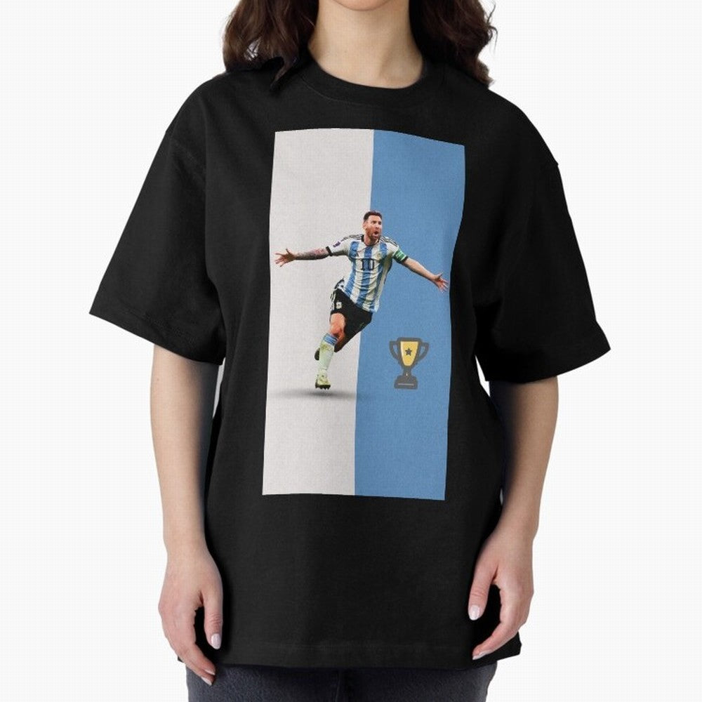 World Cup /Lional Messi/football, soccer Oversized T-Shirt Relive FIFA World Cup 2026 USA Canada Mexico Driven by Mbappe and Neymar, Brazil Energy, Football Festival Excitement, Trophy Ambitions, Country Rivalries and Star Player Buzz; Made for Die
