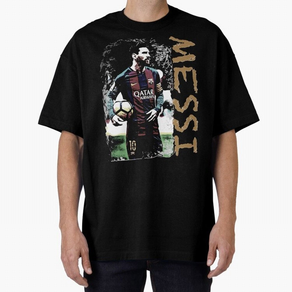 Messi Pop Art Portrait Oversized T-Shirt Bring Bold Fan Energy to Match Day Hype around FIFA World Cup 2026 Group Stage, Mbappe, Portugal, Spain and Germany, Vintage Soccer Flavor, Modern Football Stars, National Flags and Final Night Emotion;