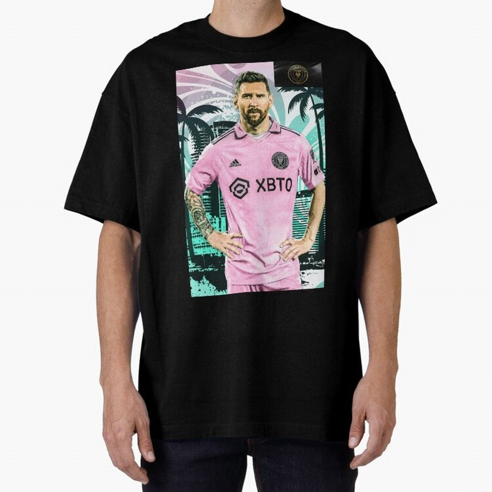 Messi Pop Art Portrait Oversized T-Shirt Support the Legends of FIFA World Cup 2026 USA Canada Mexico Inspired by Messi, Neymar and Mbappe, Argentina, France and Brazil Energy, Football History, Final Match Energy, Crowd Noise and Once in a