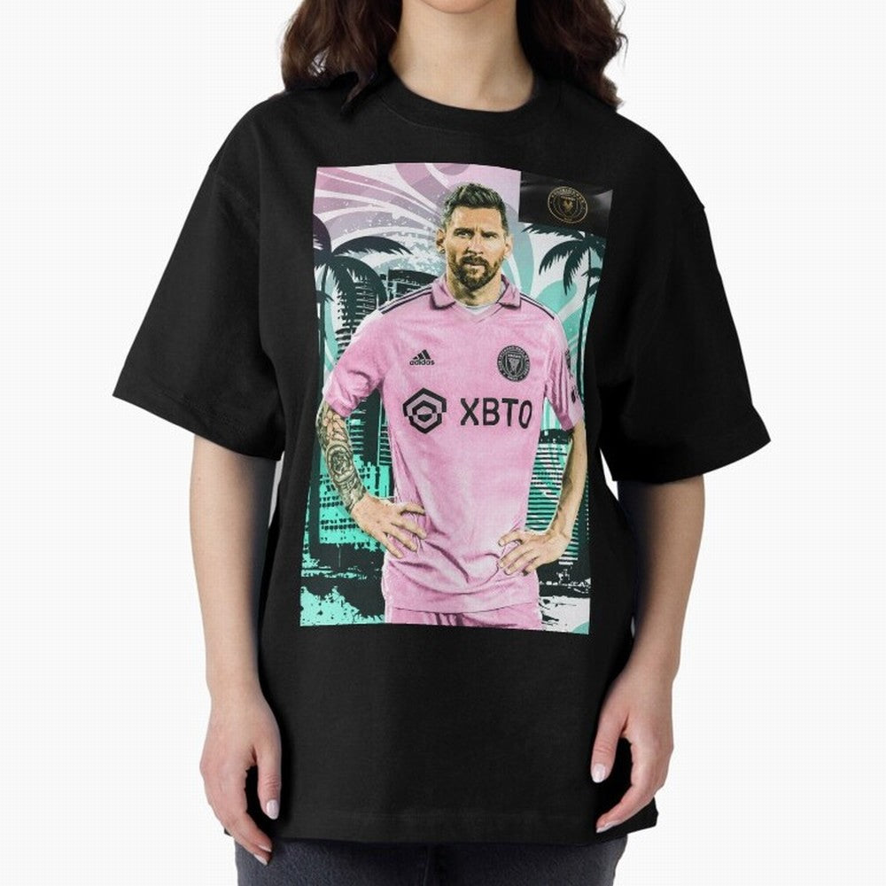 Messi Pop Art Portrait Oversized T-Shirt Support the Legends of FIFA World Cup 2026 USA Canada Mexico Inspired by Messi, Neymar and Mbappe, Argentina, France and Brazil Energy, Football History, Final Match Energy, Crowd Noise and Once in a