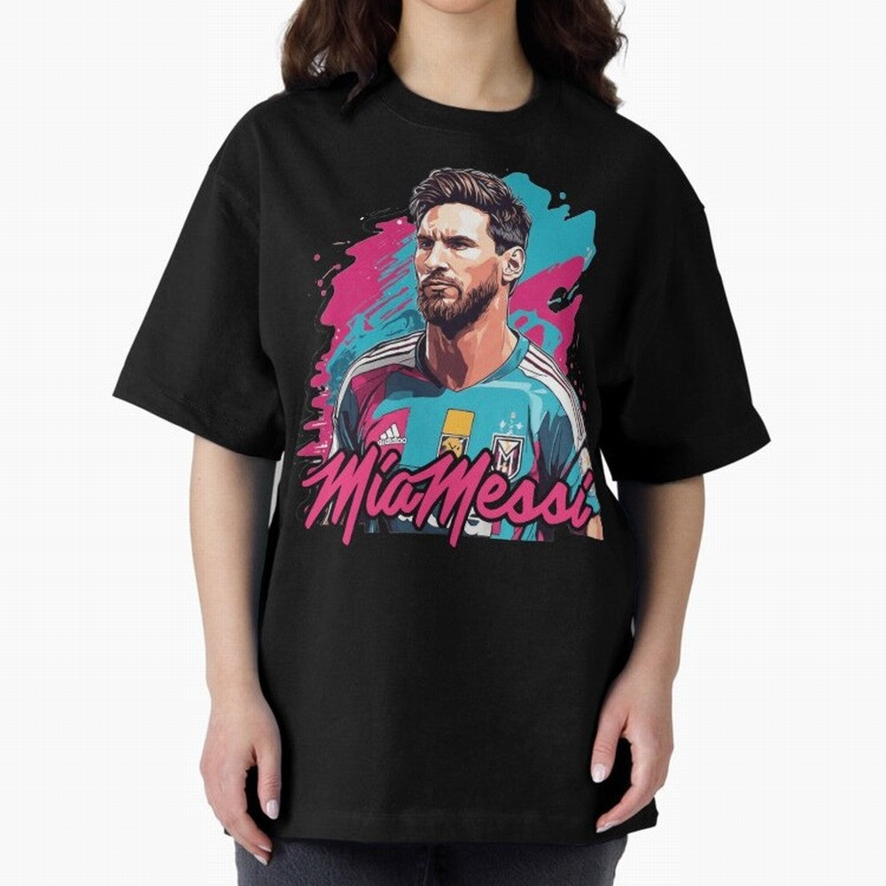 Messi Pop Art Portrait Oversized T-Shirt Spotlight the FIFA World Cup 2026 Journey through Messi, CR7 and Mbappe Highlights, England, France and Netherlands Pride, Football Passion, Legendary Performances, Festival Vibes and Supporter Community;