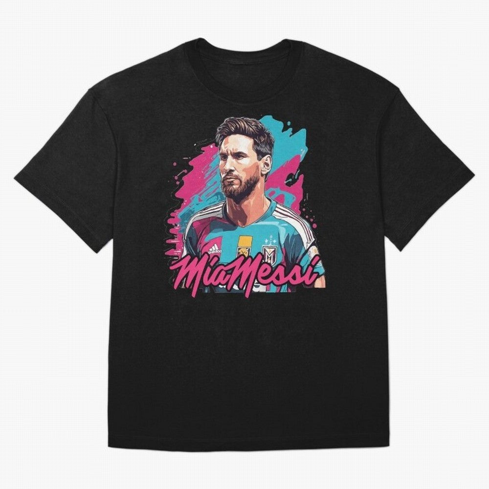 Messi Pop Art Portrait Oversized T-Shirt Spotlight the FIFA World Cup 2026 Journey through Messi, CR7 and Mbappe Highlights, England, France and Netherlands Pride, Football Passion, Legendary Performances, Festival Vibes and Supporter Community;