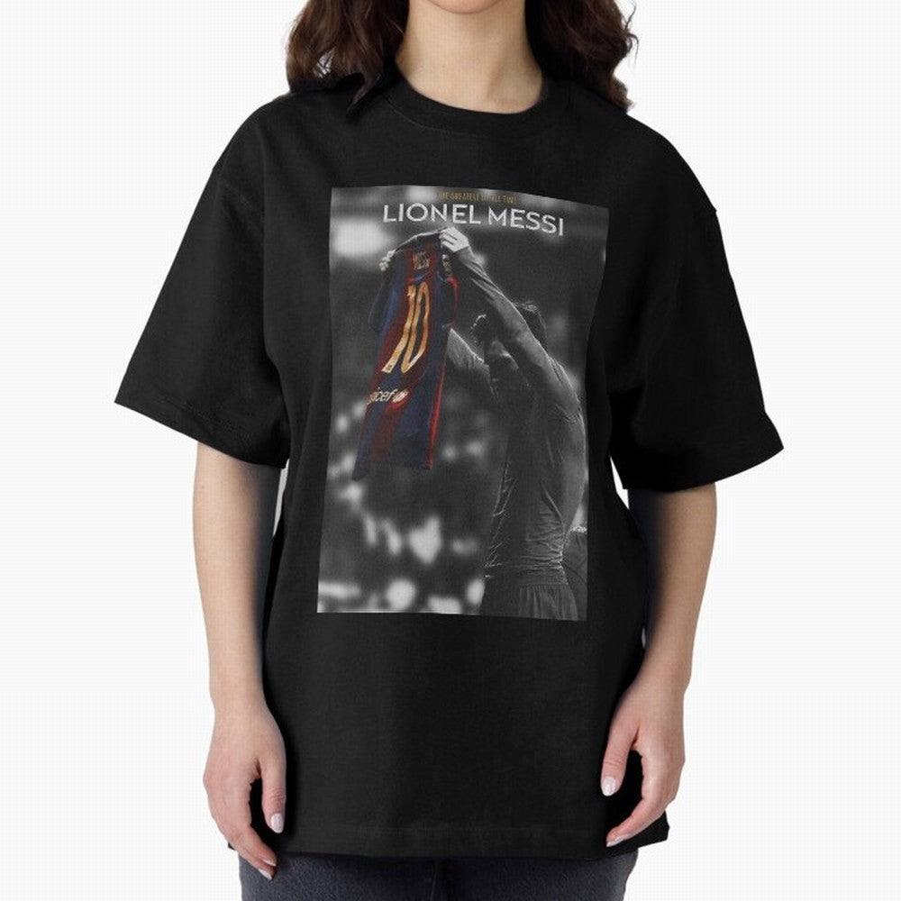 Lionel Messi GOAT Boxy T-Shirt Follow the Road to Global Football Passion for FIFA World Cup 2026 USA Canada Mexico, Built around CR7 and Messi, Brazil, Retro Football Energy, Iconic Rivalries, Trophy Chase Drama and Stadium Atmosphere; Perfect for