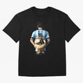 Soccer football lionel messi Barcellona Argentina illustration Oversized T-Shirt Relive Legendary Nights from FIFA World Cup 2026 USA Canada Mexico for Fans of Messi and France, Bringing Sports Nostalgia, International Competition, Famous Players