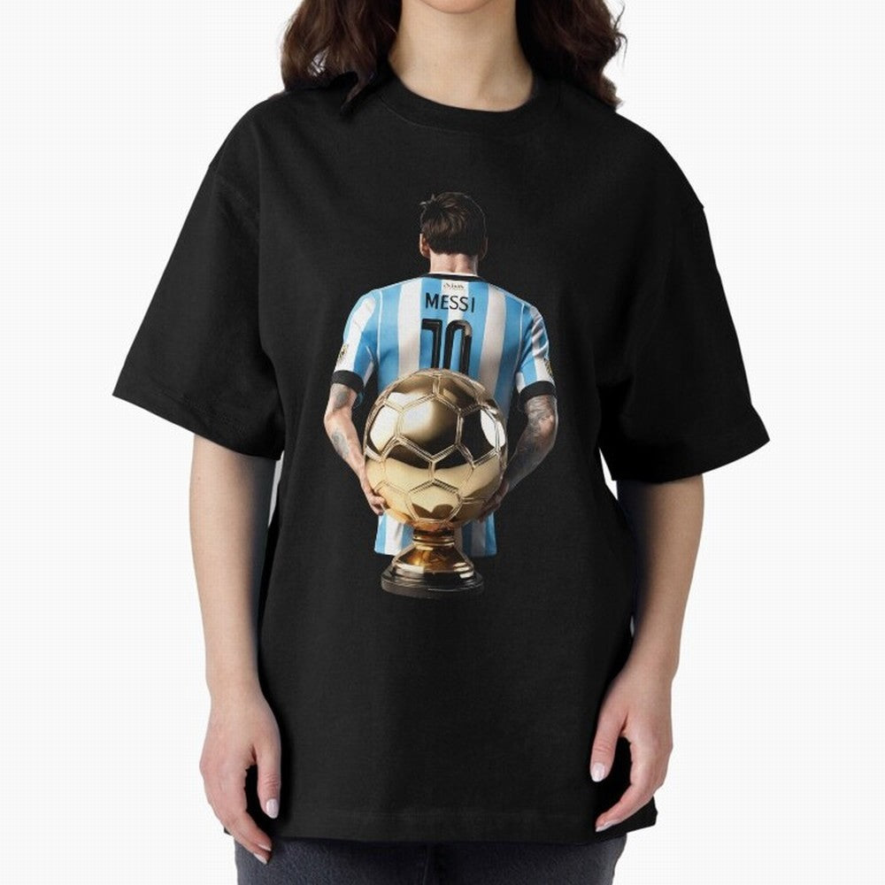 Soccer football lionel messi Barcellona Argentina illustration Oversized T-Shirt Relive Legendary Nights from FIFA World Cup 2026 USA Canada Mexico for Fans of Messi and France, Bringing Sports Nostalgia, International Competition, Famous Players