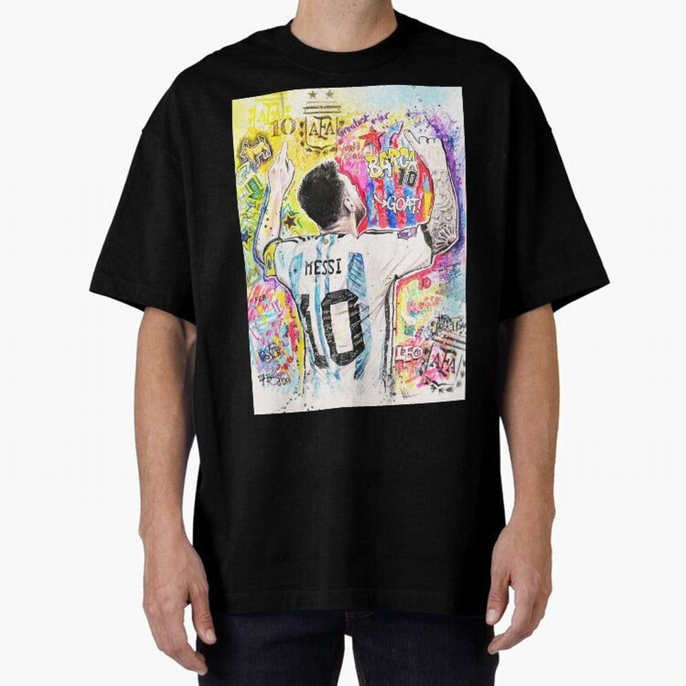 Lionel Messi Oversized T-Shirt Show Your Love for FIFA World Cup 2026 Group Stage for Fans of Messi, CR7 and Mbappe and England, France and Netherlands, Bringing Classic Soccer Heritage, Championship Pressure, Fan Loyalty and International Pride;