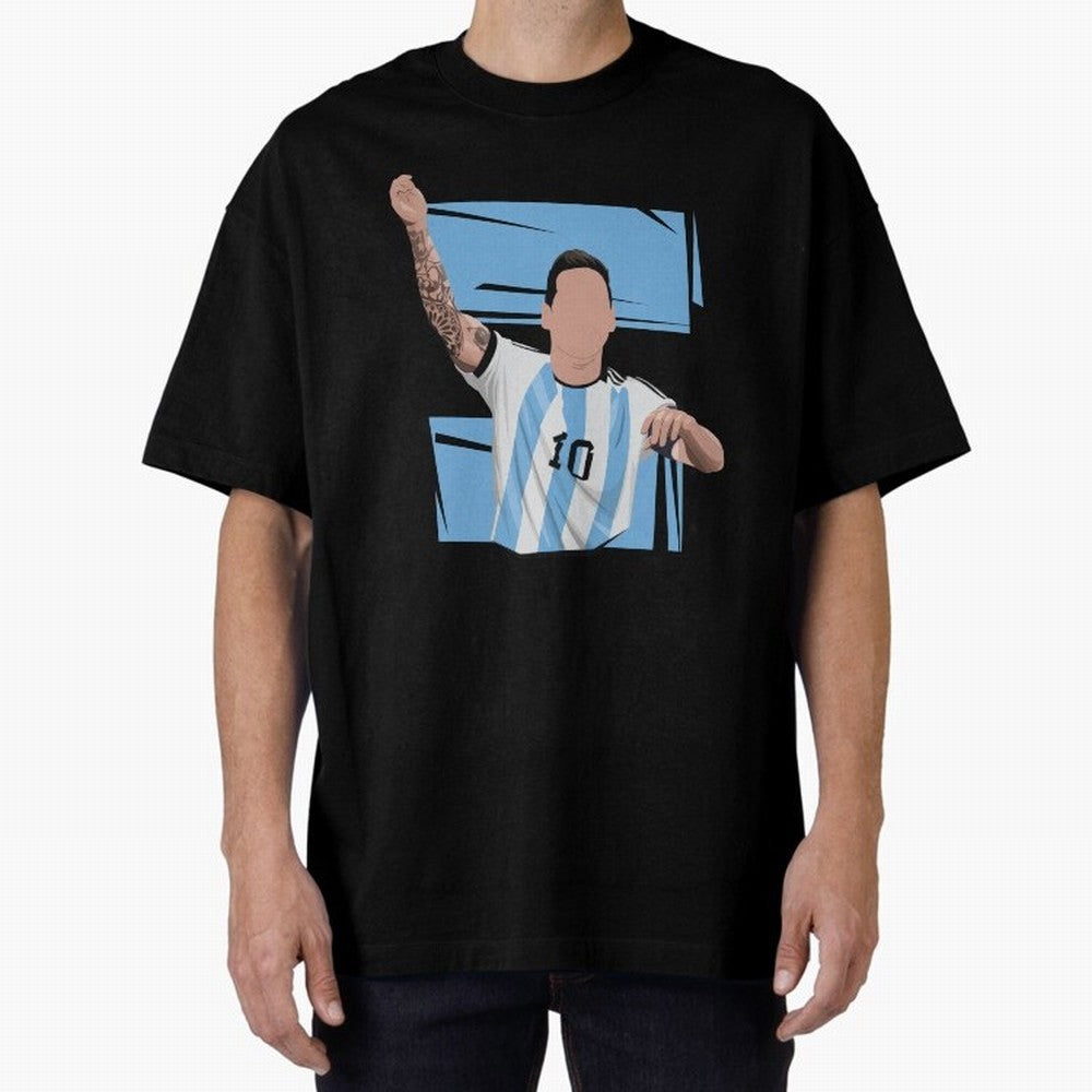 Messi Singing with Crowd World Cup 2022 Oversized T-Shirt Bring Champion Energy into Global Football Passion for FIFA World Cup 2026 Group Stage, with Haaland and Mbappe, Portugal, Spain and Germany, Goal Celebration Energy, Supporter Heritage,