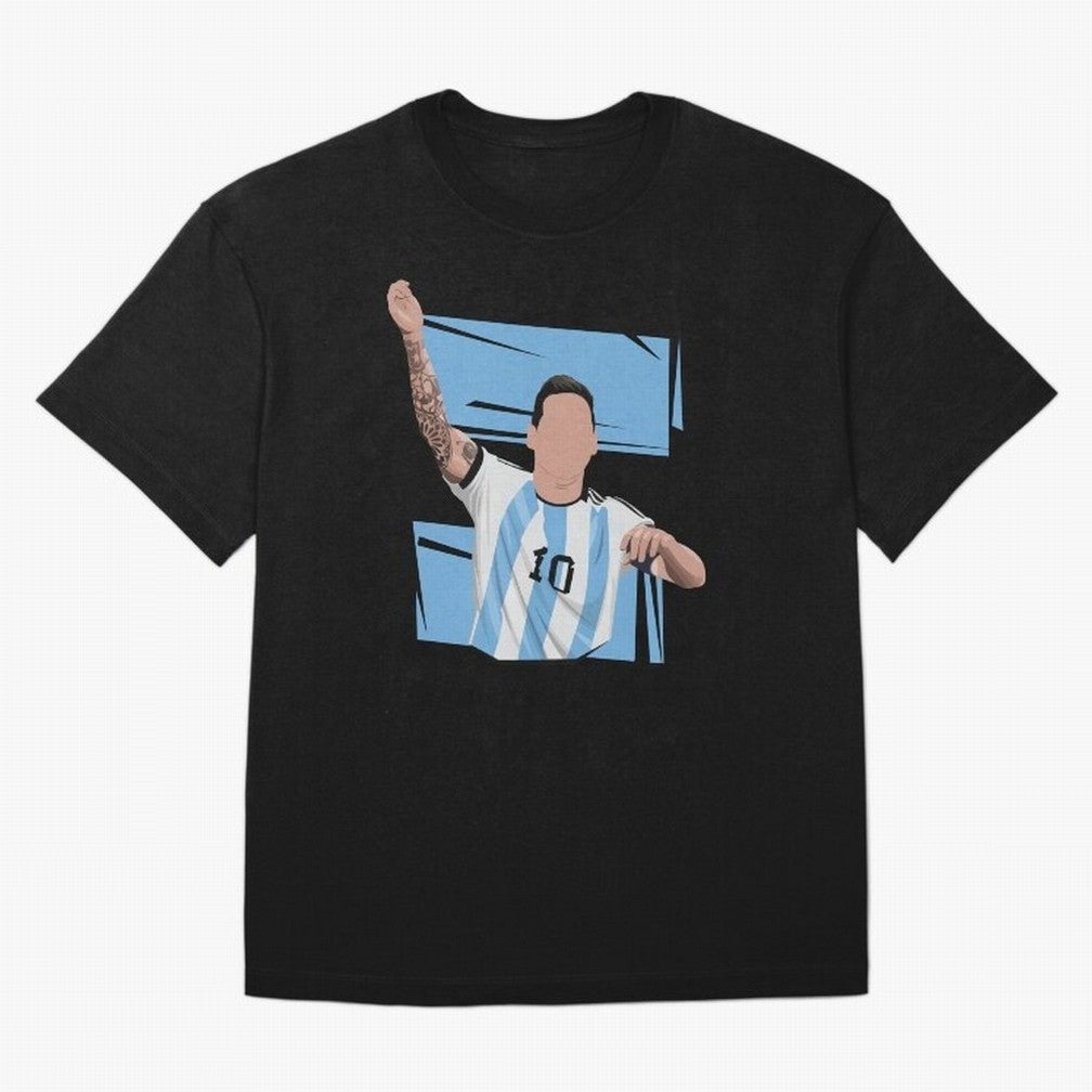 Messi Singing with Crowd World Cup 2022 Oversized T-Shirt Bring Champion Energy into Global Football Passion for FIFA World Cup 2026 Group Stage, with Haaland and Mbappe, Portugal, Spain and Germany, Goal Celebration Energy, Supporter Heritage,