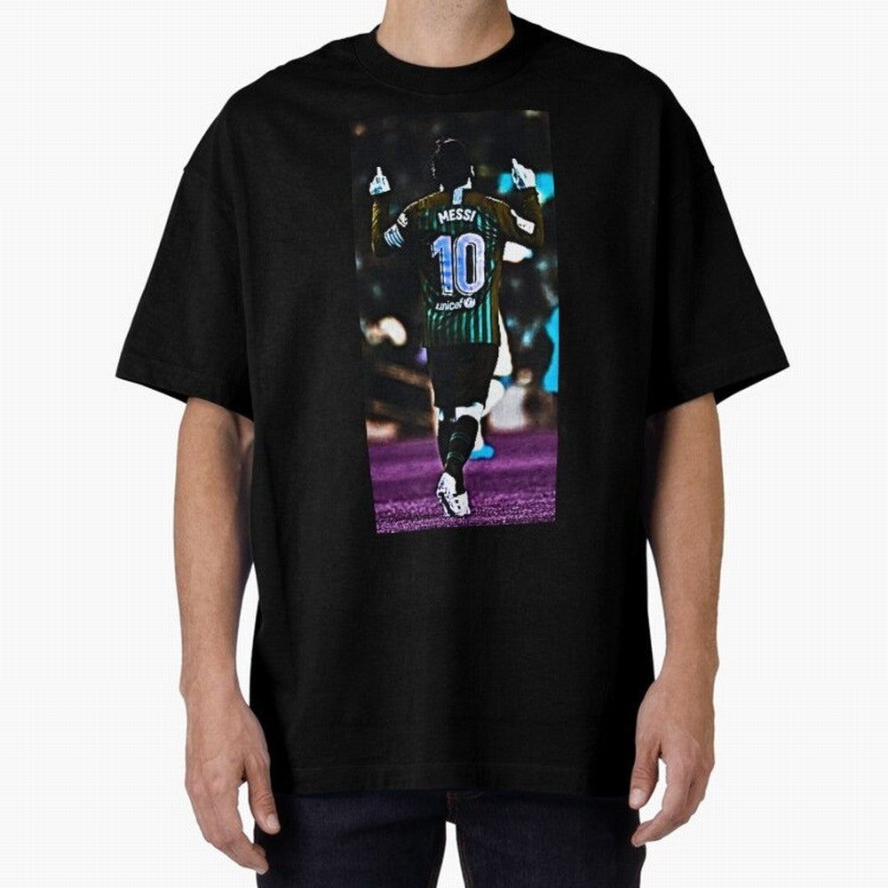 Lionel Messi Oversized T-Shirt Celebrate Supporters United by Match Day Hype around FIFA World Cup 2026, Haaland and Mbappe, Spain and Netherlands, Retro Football Energy, Iconic Rivalries, Trophy Chase Drama and Stadium Atmosphere; Perfect for