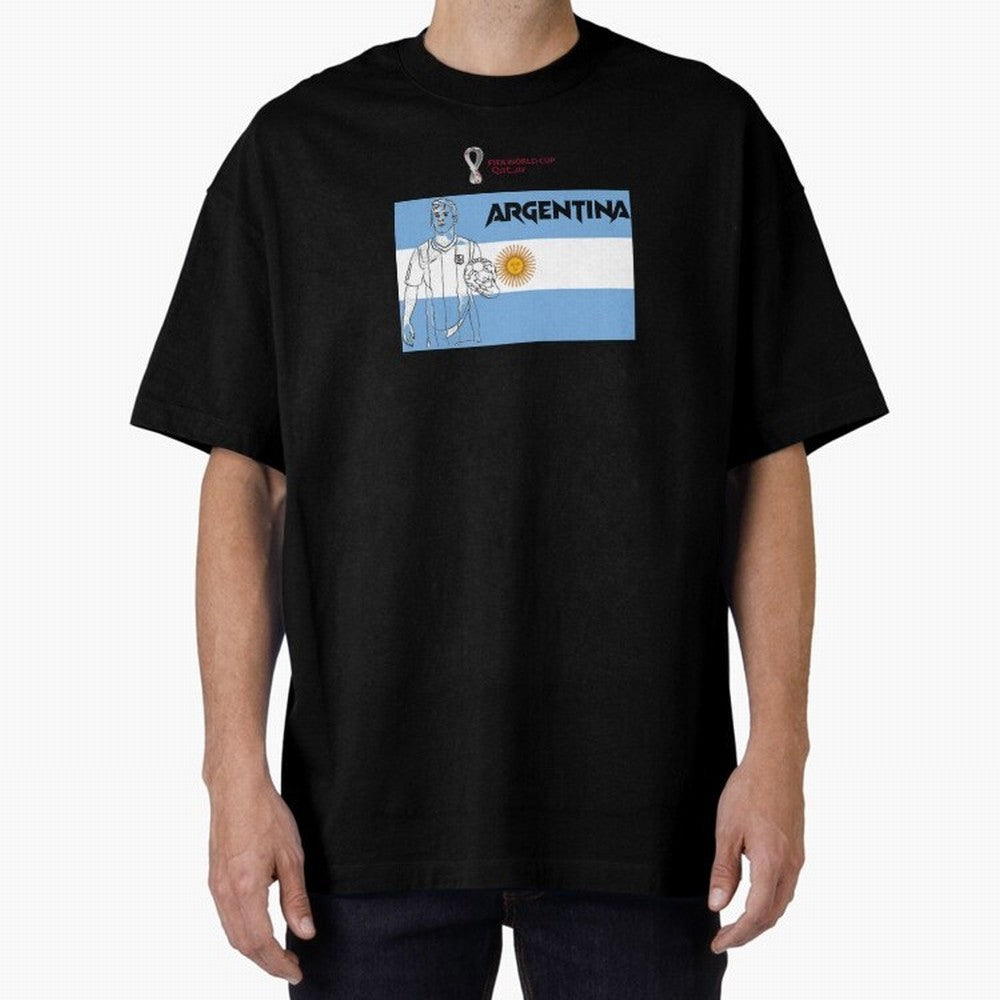 Argentina - FIFA World Cup - Qatar 2022 Oversized T-Shirt Show Your Tournament Heart for FIFA World Cup 2026 USA Canada Mexico for Fans of Neymar, Haaland and Cristiano Ronaldo and England and Germany, Bringing Stadium Memories, Football Loyalty,