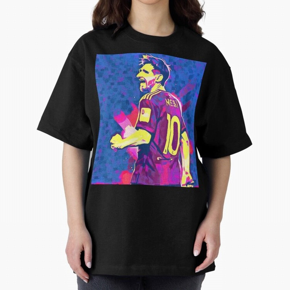 Lionel Messi art Oversized T-Shirt Celebrate the Biggest Stage of FIFA World Cup 2026 USA Canada Mexico Made for Haaland, Argentina Energy, Goal Celebration Energy, Supporter Heritage, Football Icons and Worldwide Tournament Joy; Ideal for Football