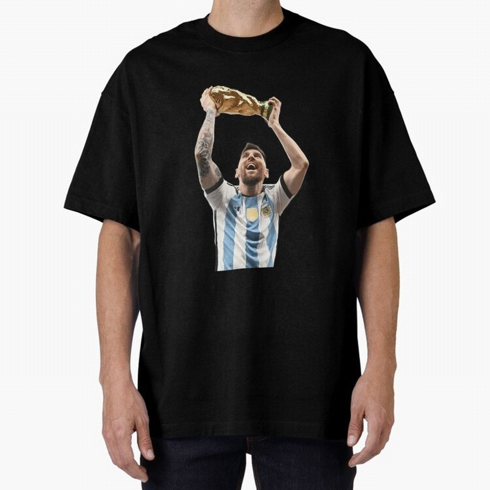 Lionel Messi Lifting The World Cup Essential T-Shirt Celebrate Football Heritage in FIFA World Cup 2026 USA Canada Mexico Highlighting Neymar, Spain Energy, Classic Soccer Heritage, Championship Pressure, Fan Loyalty and International Pride;