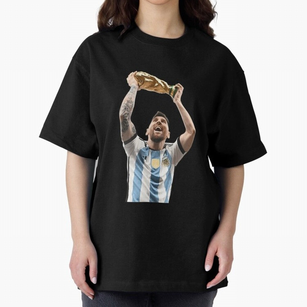 Lionel Messi Lifting The World Cup Essential T-Shirt Celebrate Football Heritage in FIFA World Cup 2026 USA Canada Mexico Highlighting Neymar, Spain Energy, Classic Soccer Heritage, Championship Pressure, Fan Loyalty and International Pride;