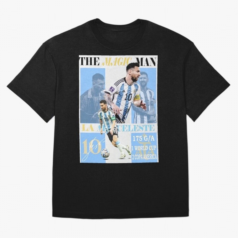 Lionel Messi Argentina World Cup 2022 Champion Victory Poster Oversized T-Shirt Enjoy the Biggest Football Party of Global Football Passion for FIFA World Cup 2026 Group Stage, Celebrating CR7 and Messi, Argentina, France and Brazil, Classic Soccer