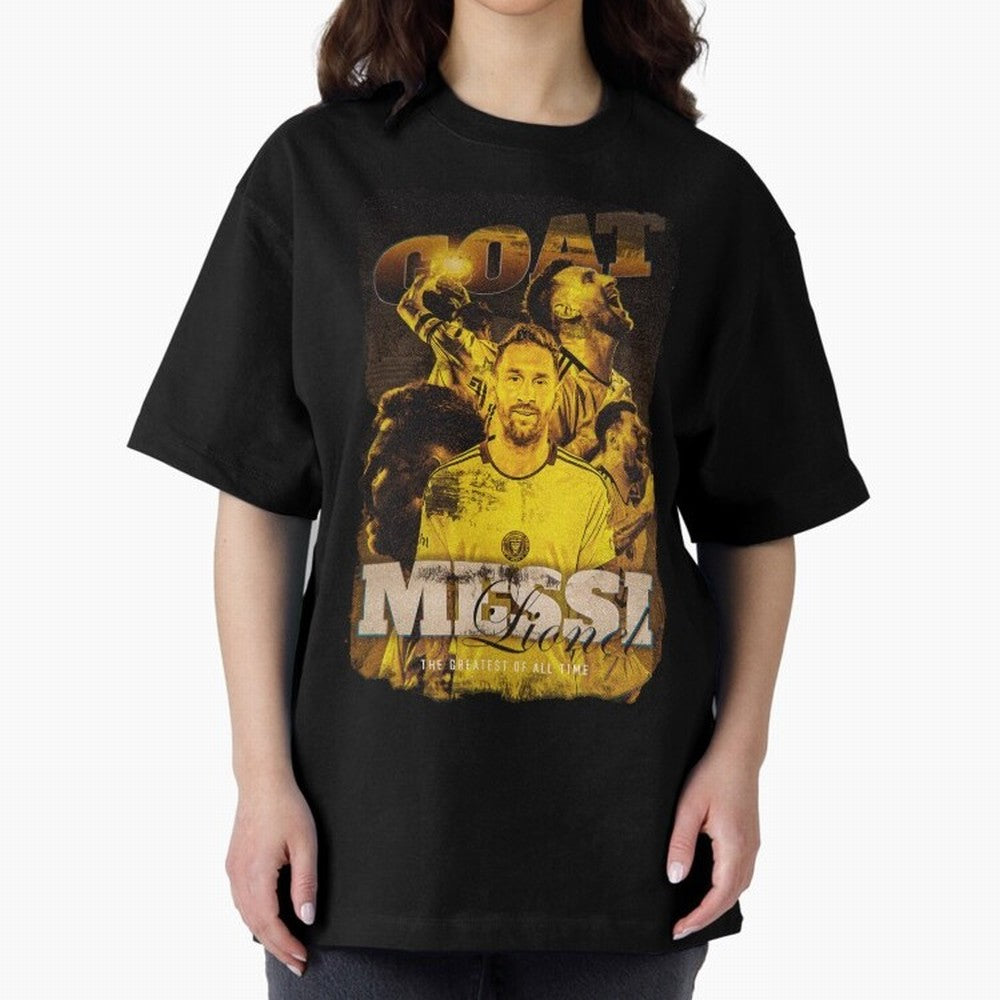 Messi The GOAT Oversized T-Shirt Carry Global Football Passion for FIFA World Cup 2026, Celebrating CR7 and Messi, France and Portugal, Vintage Soccer Flavor, Modern Football Stars, National Flags and Final Night Emotion; Made for Die Hard