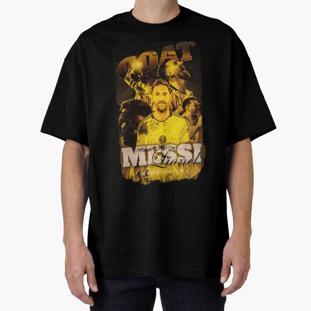 Messi The GOAT Oversized T-Shirt Carry Global Football Passion for FIFA World Cup 2026, Celebrating CR7 and Messi, France and Portugal, Vintage Soccer Flavor, Modern Football Stars, National Flags and Final Night Emotion; Made for Die Hard
