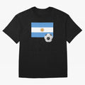 Flag of Argentina with a Football Oversized T-Shirt Remember Iconic Moments from FIFA World Cup 2026 Spirit, Connected to Spain, Cristiano Ronaldo, Vintage Soccer Flavor, Modern Football Stars, National Flags and Final Night Emotion; Created for