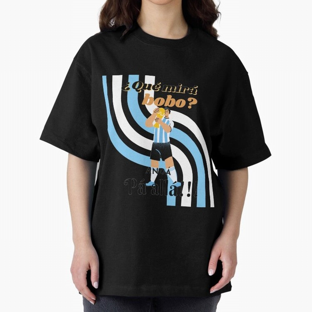Vintage Messi Argentina Que Mira Bobo Oversized T-Shirt Bring Legendary Rivalry Energy to FIFA World Cup 2026 USA Canada Mexico for Fans of Haaland and Mbappe and England, Bringing Vintage Soccer Flavor, Modern Football Stars, National Flags and