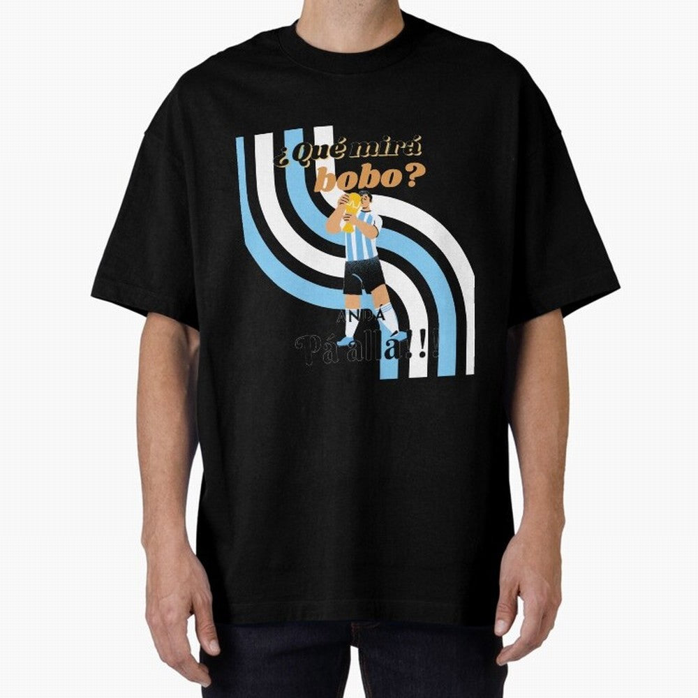 Vintage Messi Argentina Que Mira Bobo Oversized T-Shirt Bring Legendary Rivalry Energy to FIFA World Cup 2026 USA Canada Mexico for Fans of Haaland and Mbappe and England, Bringing Vintage Soccer Flavor, Modern Football Stars, National Flags and