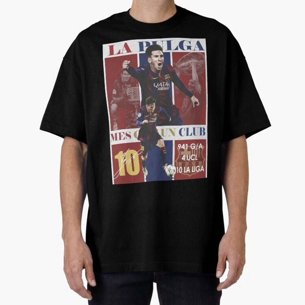 Lionel Messi 2015 Barcelona Poster- Iconic La Liga Hero Art Print Classic T-Shirt Fuel FIFA World Cup 2026 USA Canada Mexico for Fans of Cristiano Ronaldo, Haaland and CR7 and England, France and Netherlands, Bringing Stadium Memories, Football