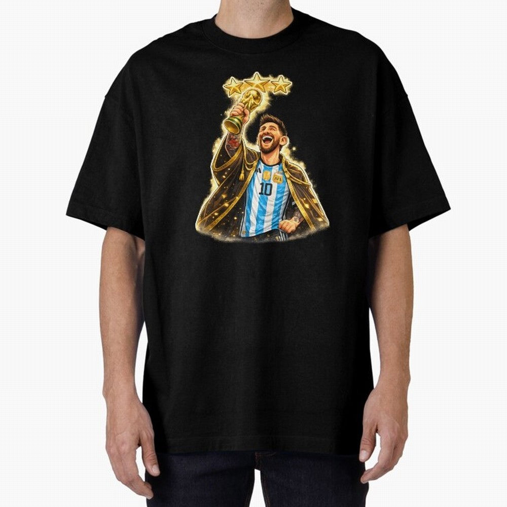 Messi King of Football World Champion ¨C Argentina 3 Stars Trophy Celebration Classic T-Shirt Treasure Global Football Passion for FIFA World Cup 2026 USA Canada Mexico, Inspired by Mbappe, Argentina, Stadium Chants, National Pride, Trophy Dreams