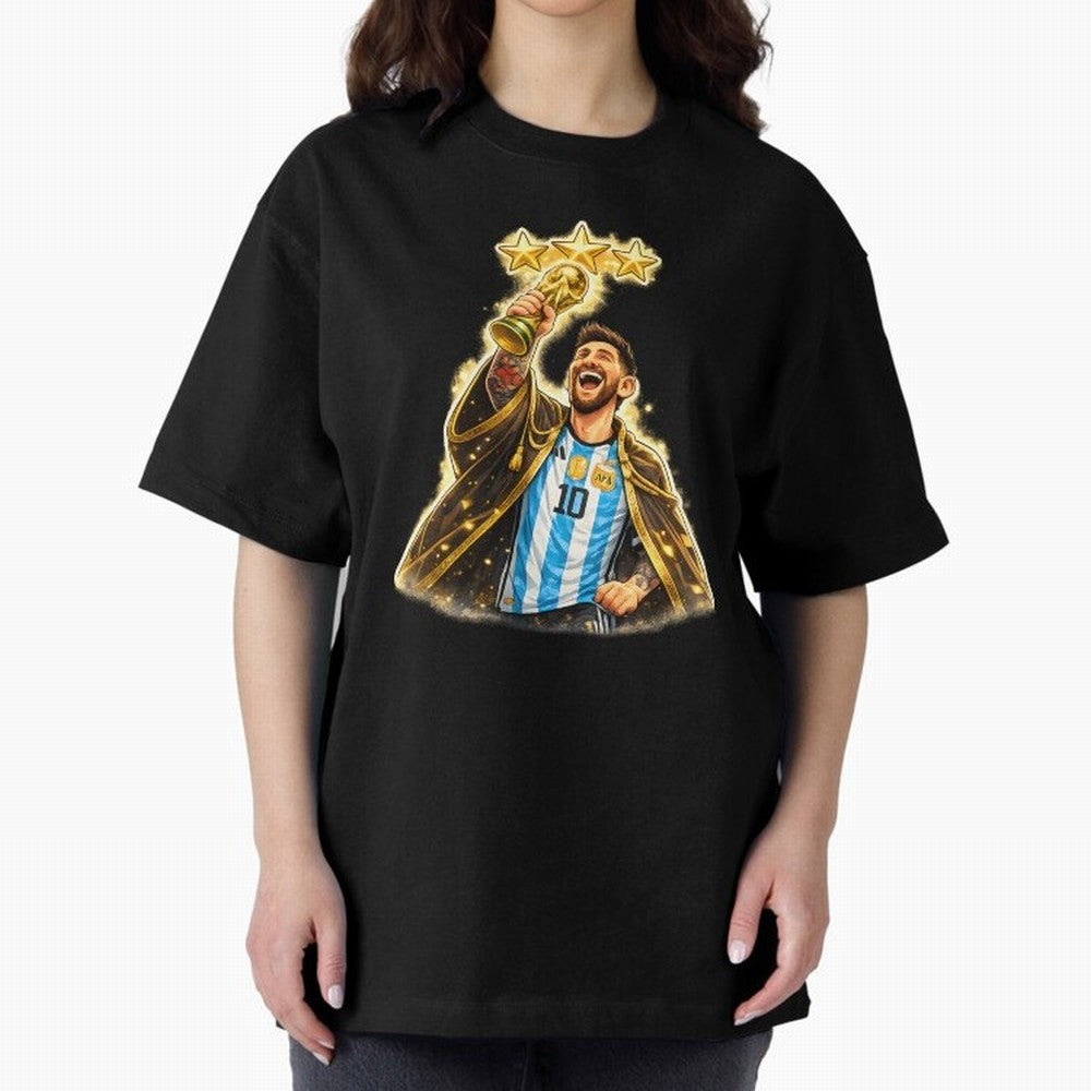 Messi King of Football World Champion ¨C Argentina 3 Stars Trophy Celebration Classic T-Shirt Treasure Global Football Passion for FIFA World Cup 2026 USA Canada Mexico, Inspired by Mbappe, Argentina, Stadium Chants, National Pride, Trophy Dreams
