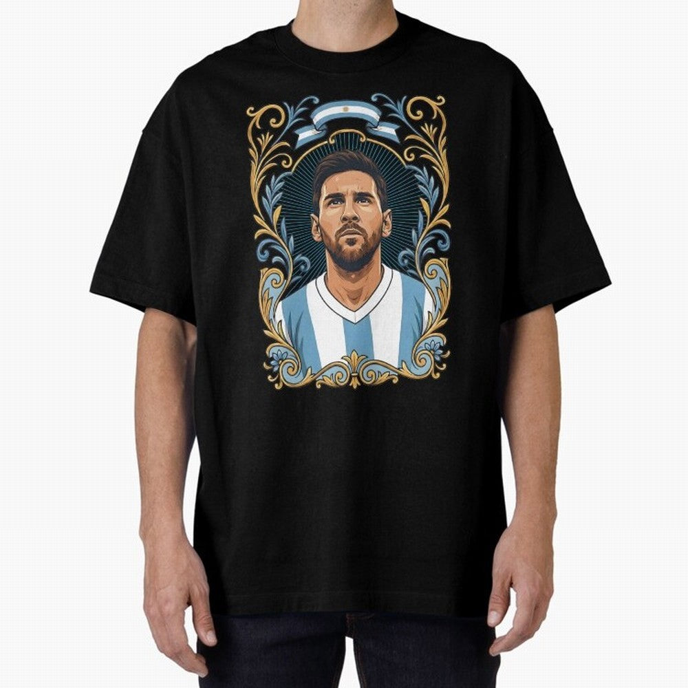 Lionel Messi Argentina Football Legend - Ornate Portrait Classic T-Shirt Celebrate Fan Culture around FIFA World Cup 2026 USA Canada Mexico Spirit, Capturing France and Portugal, Messi, Stadium Memories, Football Loyalty, International Chants and