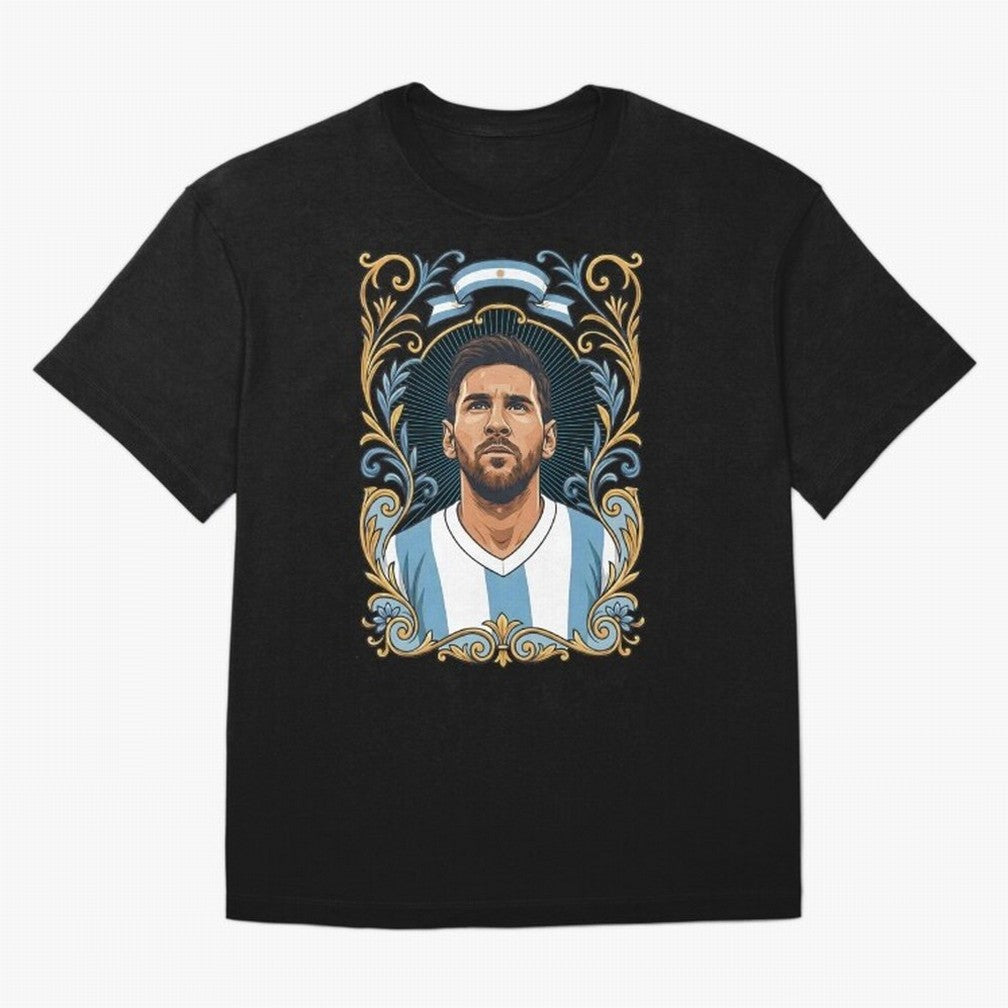 Lionel Messi Argentina Football Legend - Ornate Portrait Classic T-Shirt Celebrate Fan Culture around FIFA World Cup 2026 USA Canada Mexico Spirit, Capturing France and Portugal, Messi, Stadium Memories, Football Loyalty, International Chants and