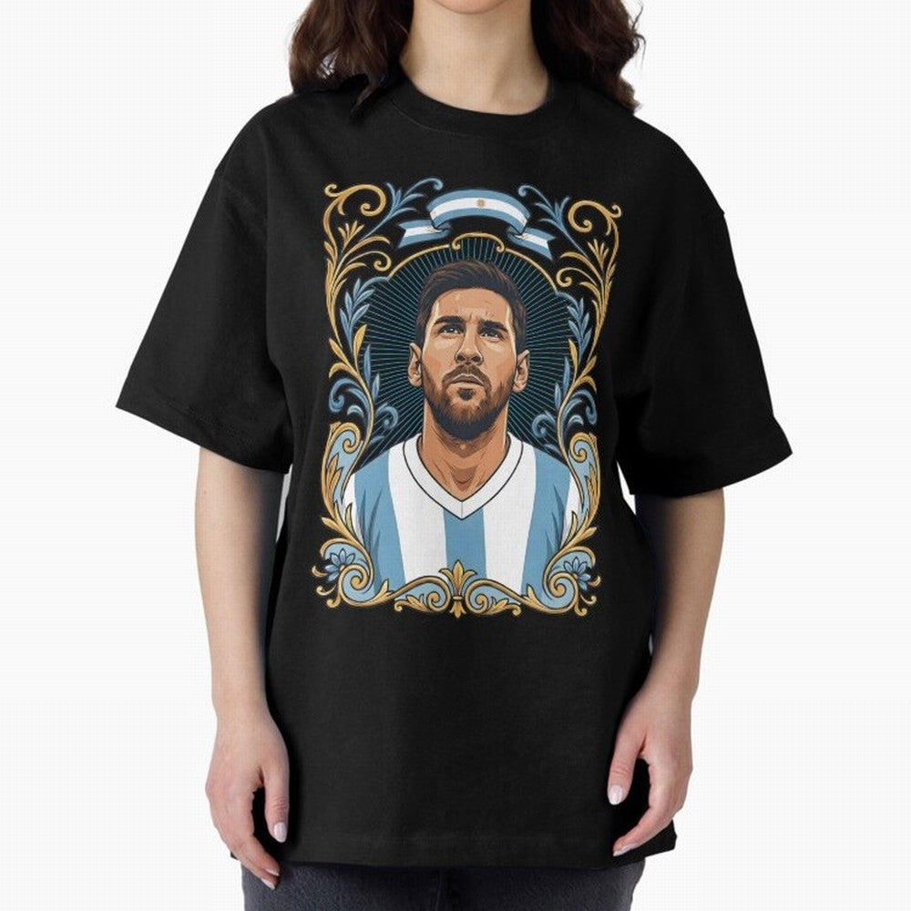 Lionel Messi Argentina Football Legend - Ornate Portrait Classic T-Shirt Celebrate Fan Culture around FIFA World Cup 2026 USA Canada Mexico Spirit, Capturing France and Portugal, Messi, Stadium Memories, Football Loyalty, International Chants and