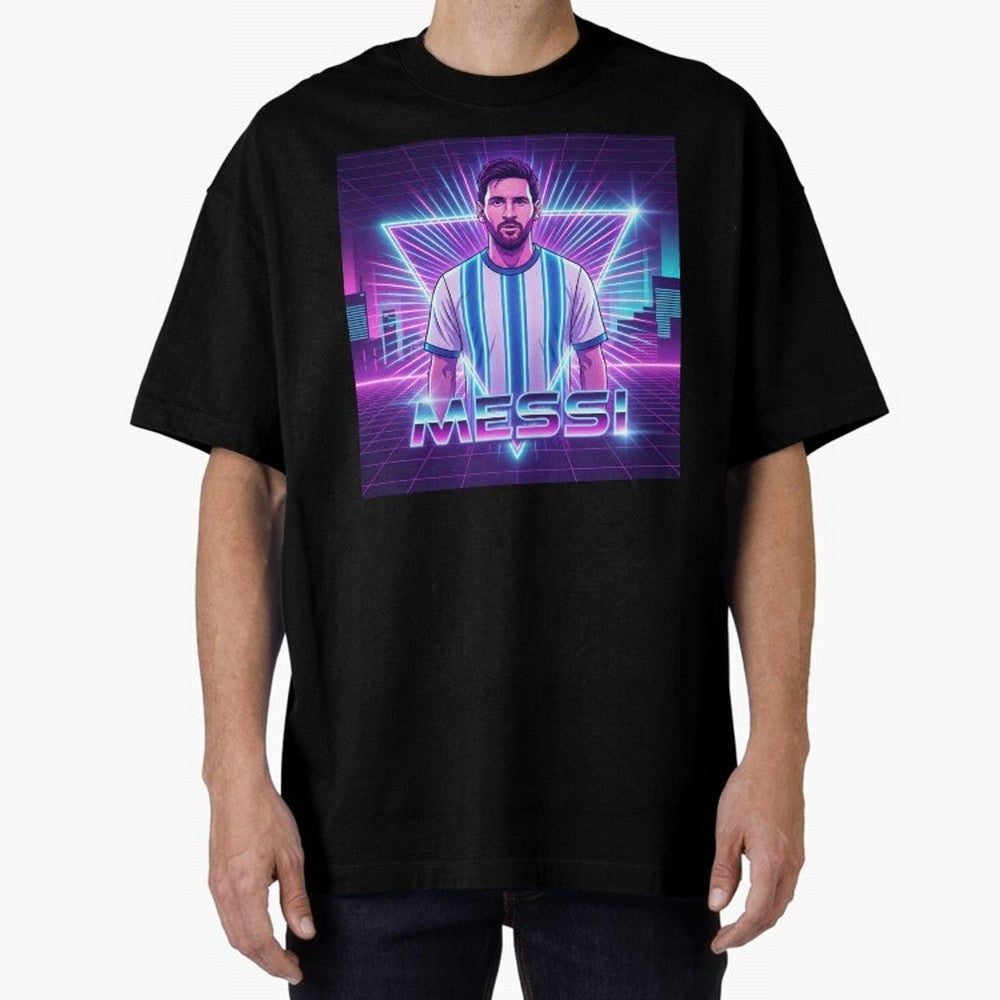 ?Argentina Football Legend Messi Cyberpunk Retro Futurist Design (Version 5) Classic T-Shirt Show Up for the Glory of Global Football Passion for FIFA World Cup 2026 Group Stage, Filled with Messi, Neymar and Mbappe, Brazil, Portugal and Argentina,