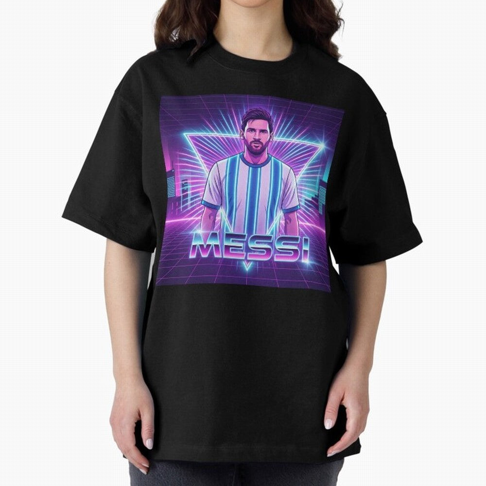 ?Argentina Football Legend Messi Cyberpunk Retro Futurist Design (Version 5) Classic T-Shirt Show Up for the Glory of Global Football Passion for FIFA World Cup 2026 Group Stage, Filled with Messi, Neymar and Mbappe, Brazil, Portugal and Argentina,