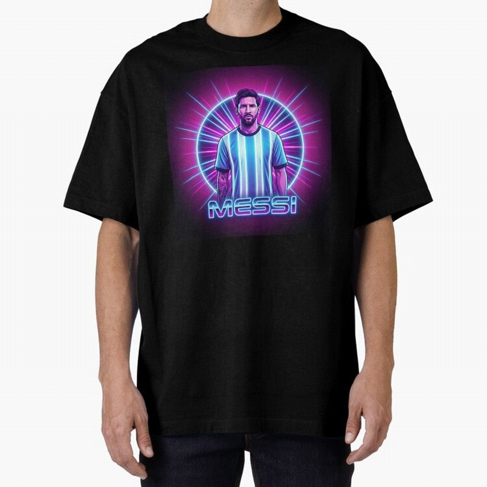 ?Argentina Football Legend Messi Cyberpunk Retro Futurist Design (Version 4) Classic T-Shirt Stand with FIFA World Cup 2026 Group Stage Made for CR7, Brazil, Portugal and Argentina Energy, Football Passion, Legendary Performances, Festival Vibes